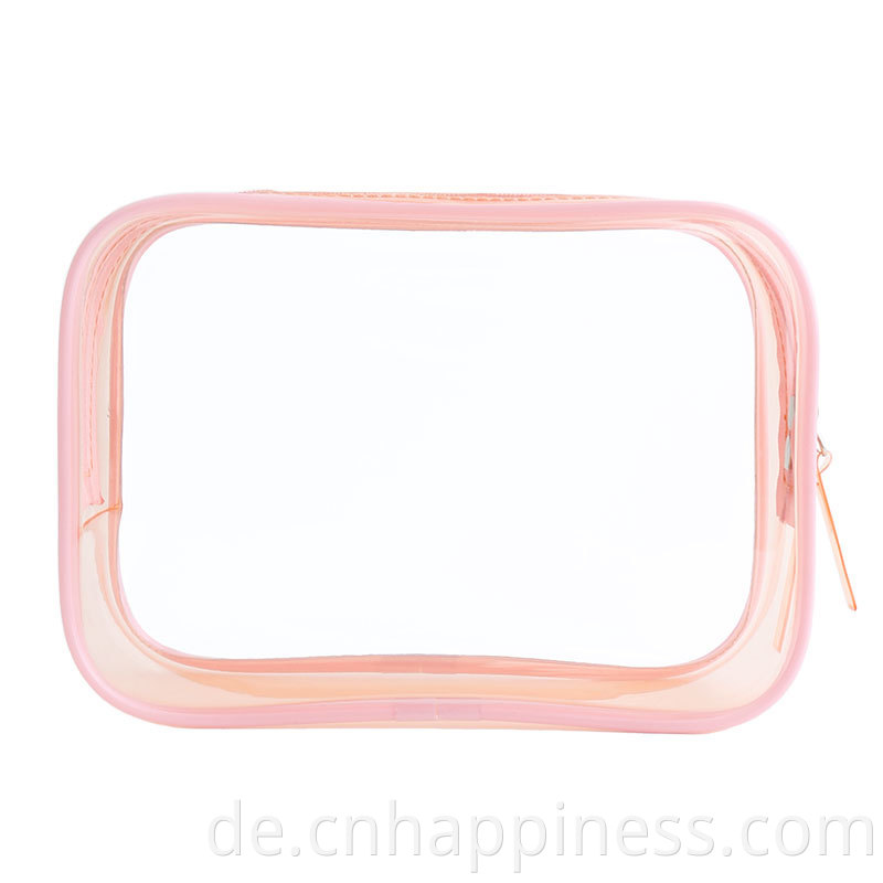 Custom Logo wasserdichte transparente PVC -Zip -Bag -Make -up -Geschenkreise Pink Toilettenbeutel Mode klare plastische kosmetische Make -up -Taschen